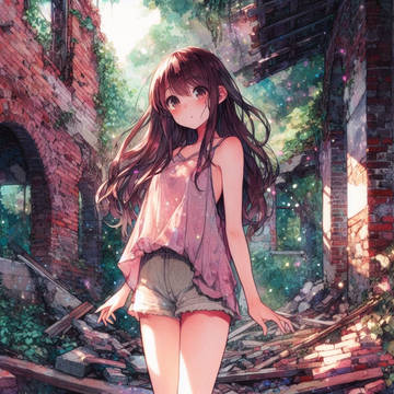 廃墟の中の少女