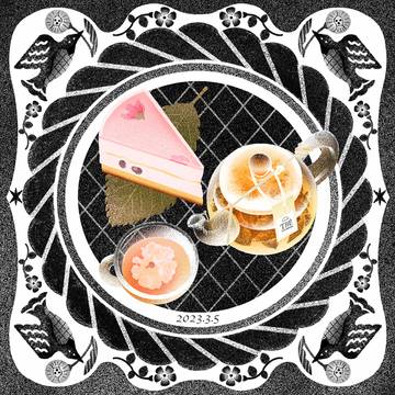 HARBSのさくらケーキ&季節の紅茶（さくら）