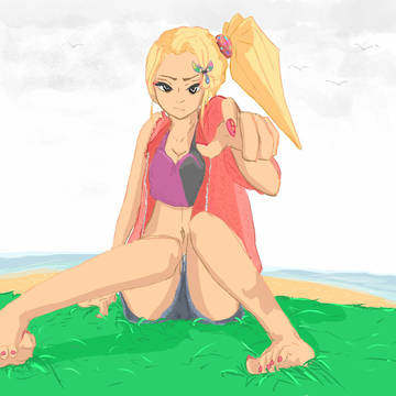 gyaru at the beach