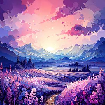 Whimsical Violet Fields