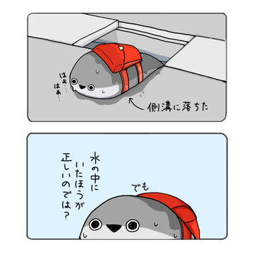 側溝に落ちたサカバンバスピス