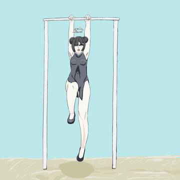 철봉에 매달린 키사키