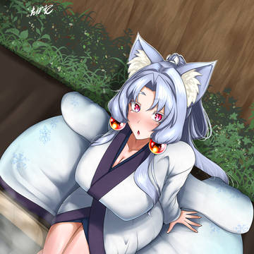 足湯に入るイタコさん
