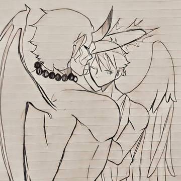 Demon!Ace and Angel!Luffy