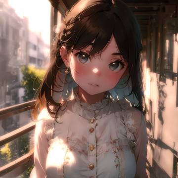 内気な少女、柔らかなワンピースに包まれて。繊細な優雅さの鏡。