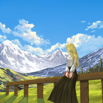 Girl on a high hill