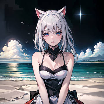 猫耳さんと砂浜