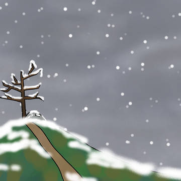 雪の降る丘