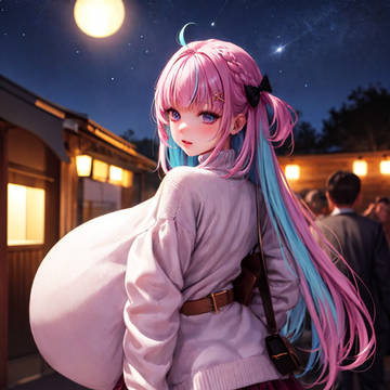 满月下的夜市