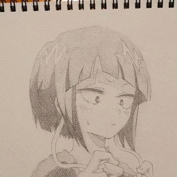 僕のヒーローアカデミアの耳郎ちゃんをシャーペンで描きました