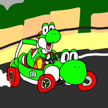 Yoshi using the brakes