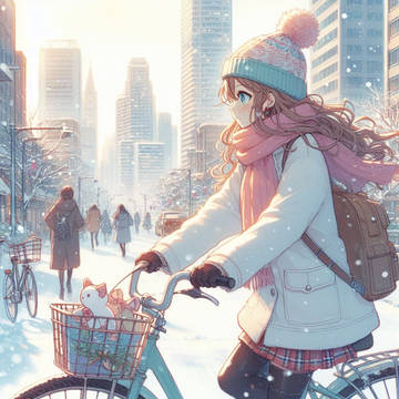 女子と自転車