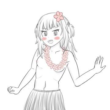 Gura in hula skirt