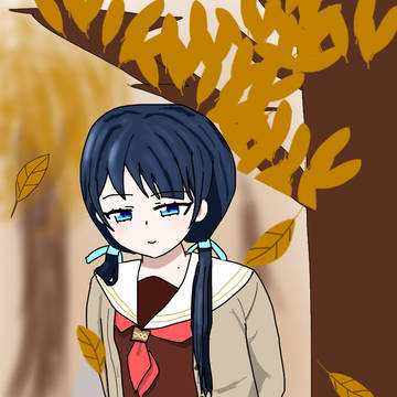 落ち葉 舞い 降る道の上