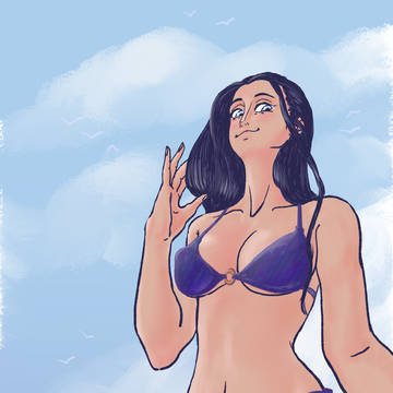 Robin at the Beach (censored)