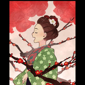 花札乙女『梅に鶯』