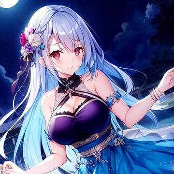 蒼い髪の美少女と舞い踊る湖