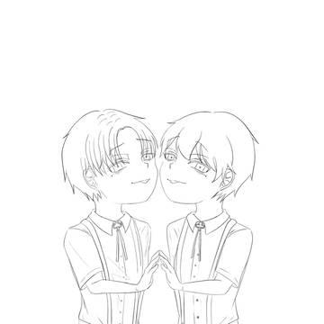 フリー線画 双子