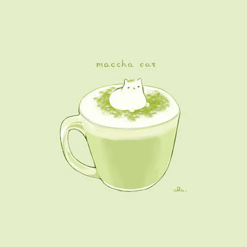 ホットねこ抹茶ラテ