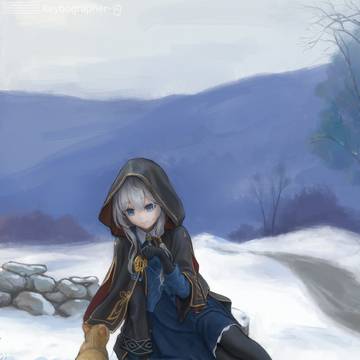 灰の魔女とオレンジ色の猫(垂直バージョン)