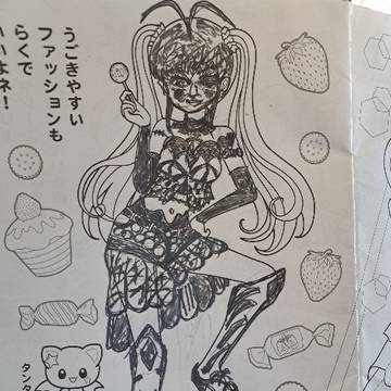 ファッションぬり絵。鉛筆。