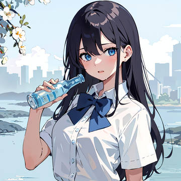飲み物を飲む少女