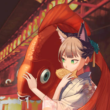 金魚、たい焼き。