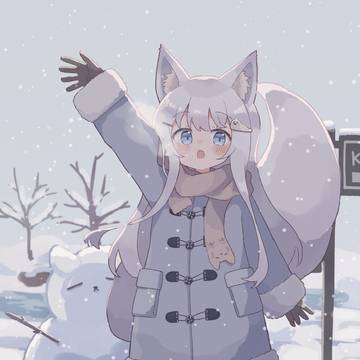 白い雪、白いきつね