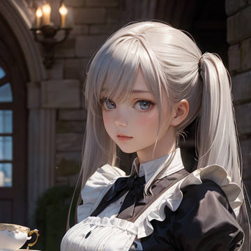 銀髪ツインテール メイドさん