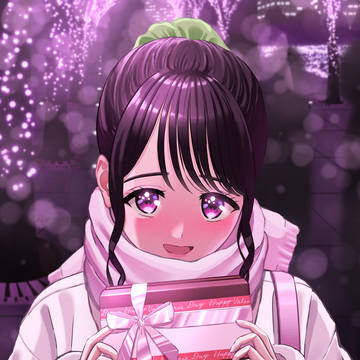 手作りチョコを渡そうとするも思わず照れてしまうかのんちゃん