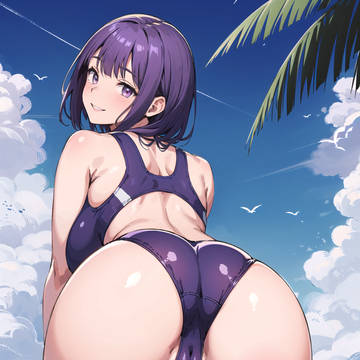 競泳水着のお姉さんと浜辺で…
