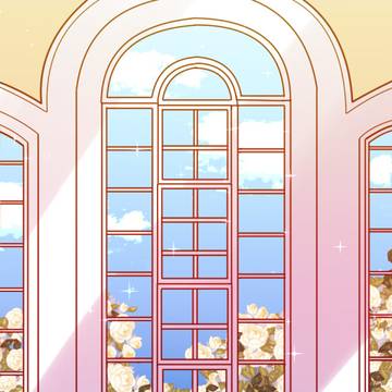 【洋風】窓際【フリー素材】