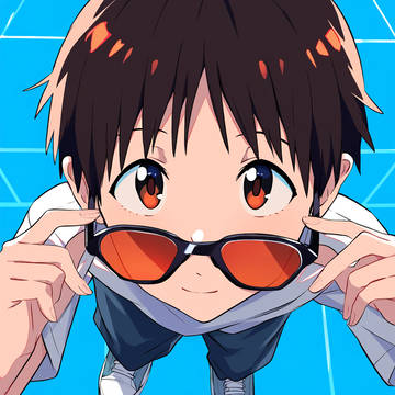 サングラスをずらすシンジ君