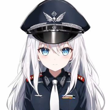白毛军装少女