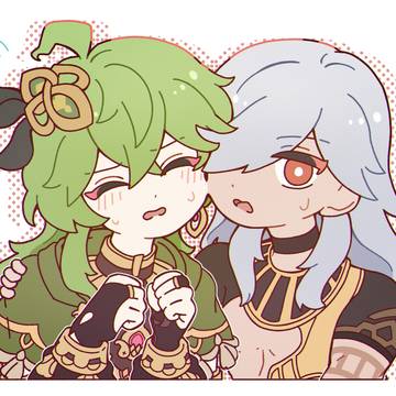 ほっぺがくっついちゃった！
