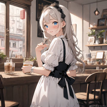 アイスカフェラテを飲む女の子