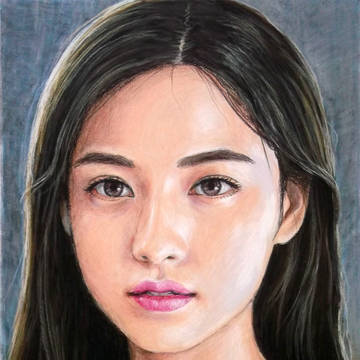 クレヨンで人物画