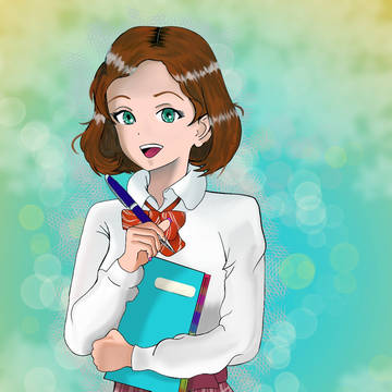 幸せな学生の女の子