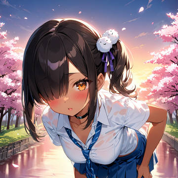 放課後の桜並木で…