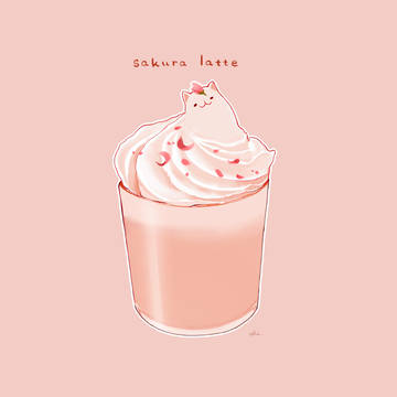 桜のラテ