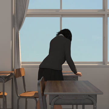 机の角。