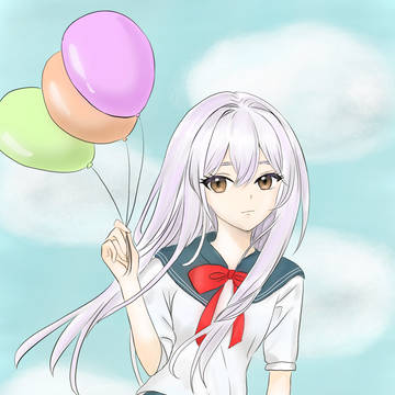 風船を手に持つ女の子