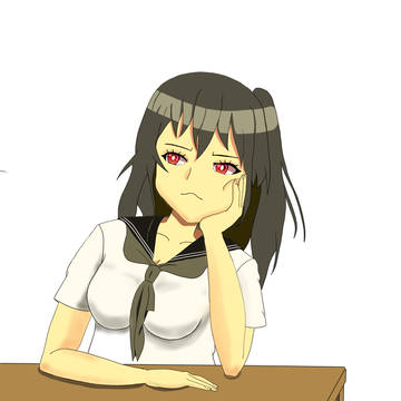 頬杖ついた女の子