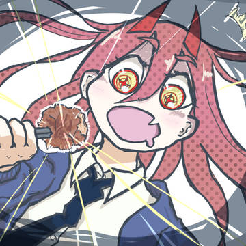 唐揚げを美味しそうに食べるパワーちゃん