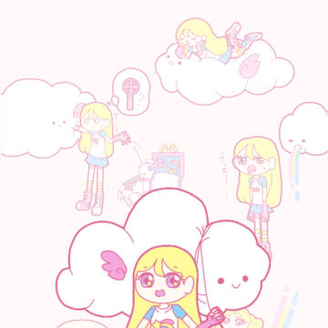 雲に乗りた過ぎて描いたイラスト
