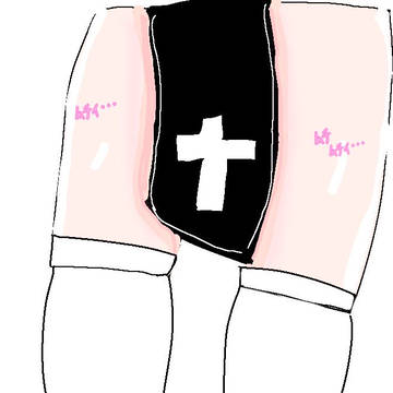スリットのあるシスター服から見える脚好きってイラスト