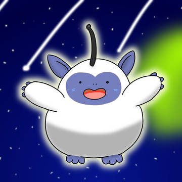 夜の星空に輝くわたぼうちゃん✨