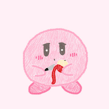 リンゴを剥いてあげるカービィ