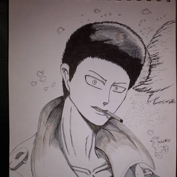 Zombieman with cherry blossoms