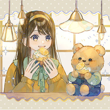 くまさんとレモンケーキ🍋🧸🧁